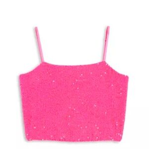 NWT KATIEJ NYC Girls Pink Sequin Top Katiejnyc Tank Top - Size Large